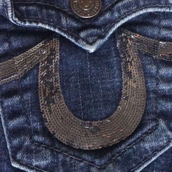 True religion dark wash boot cut jeans sequins - Picture 2 of 8
